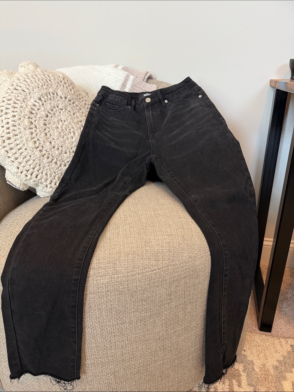 Black Straight-Leg Jeans by Mica